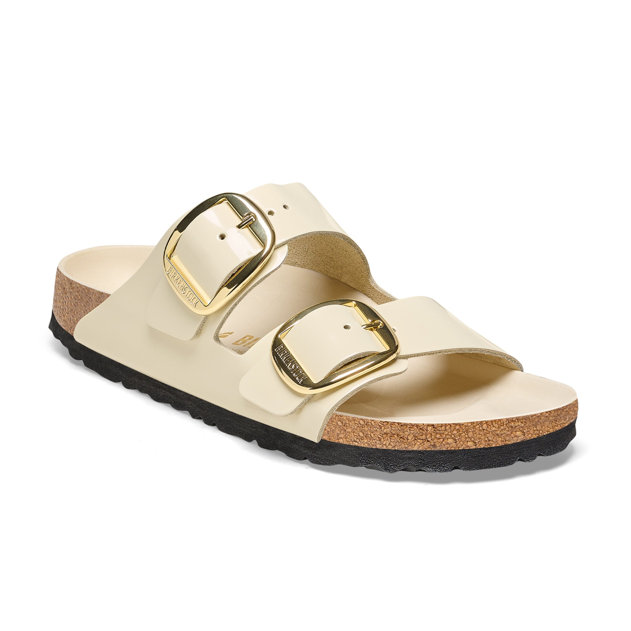 Arizona Big Buckle High Shine Ecru Natural Leather Patent