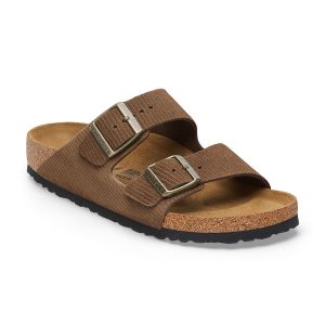 Arizona Corduroy Dark Tea Embossed Suede Leather