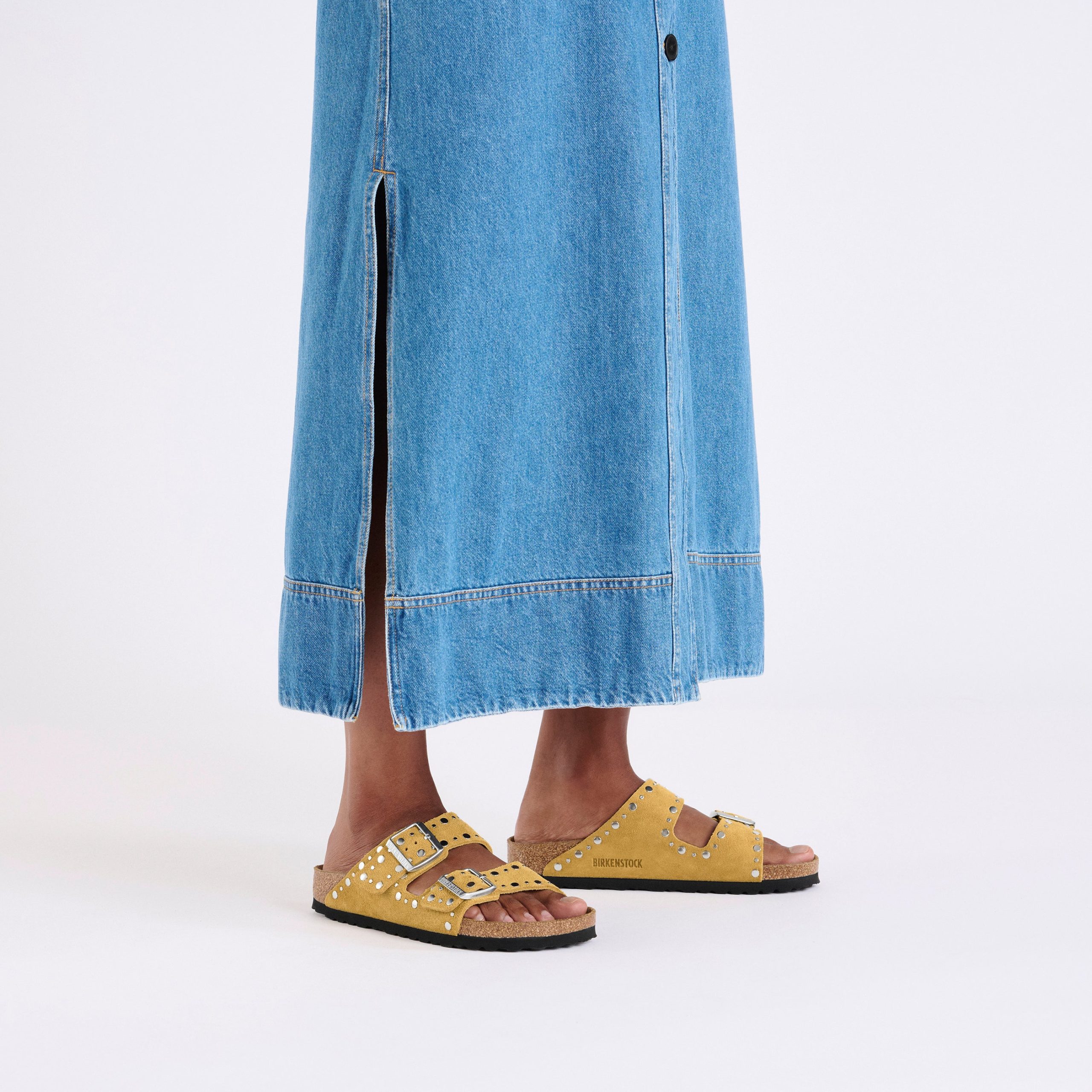 Arizona Rivet Ochre Suede Leather - Image 4