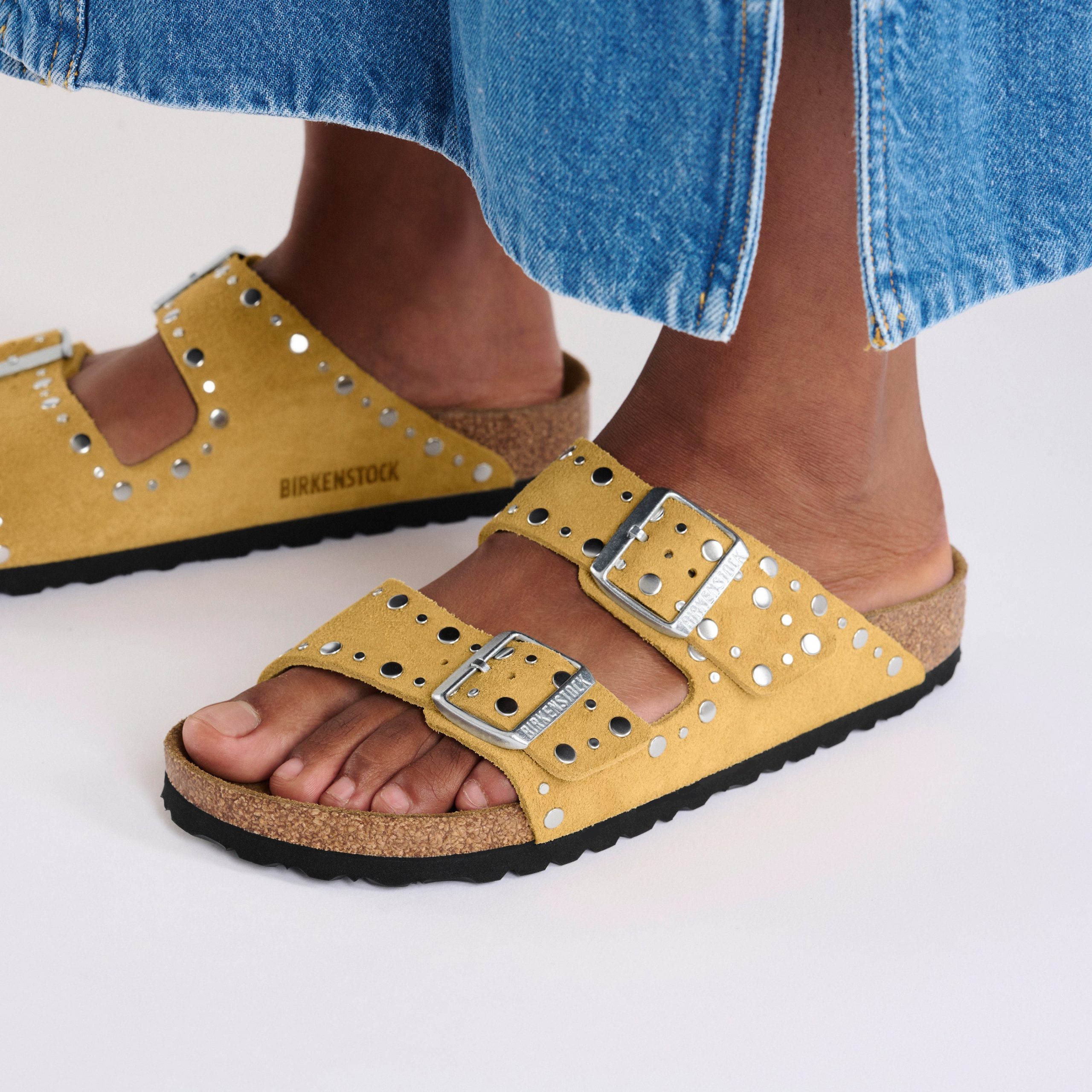 Arizona Rivet Ochre Suede Leather - Image 5