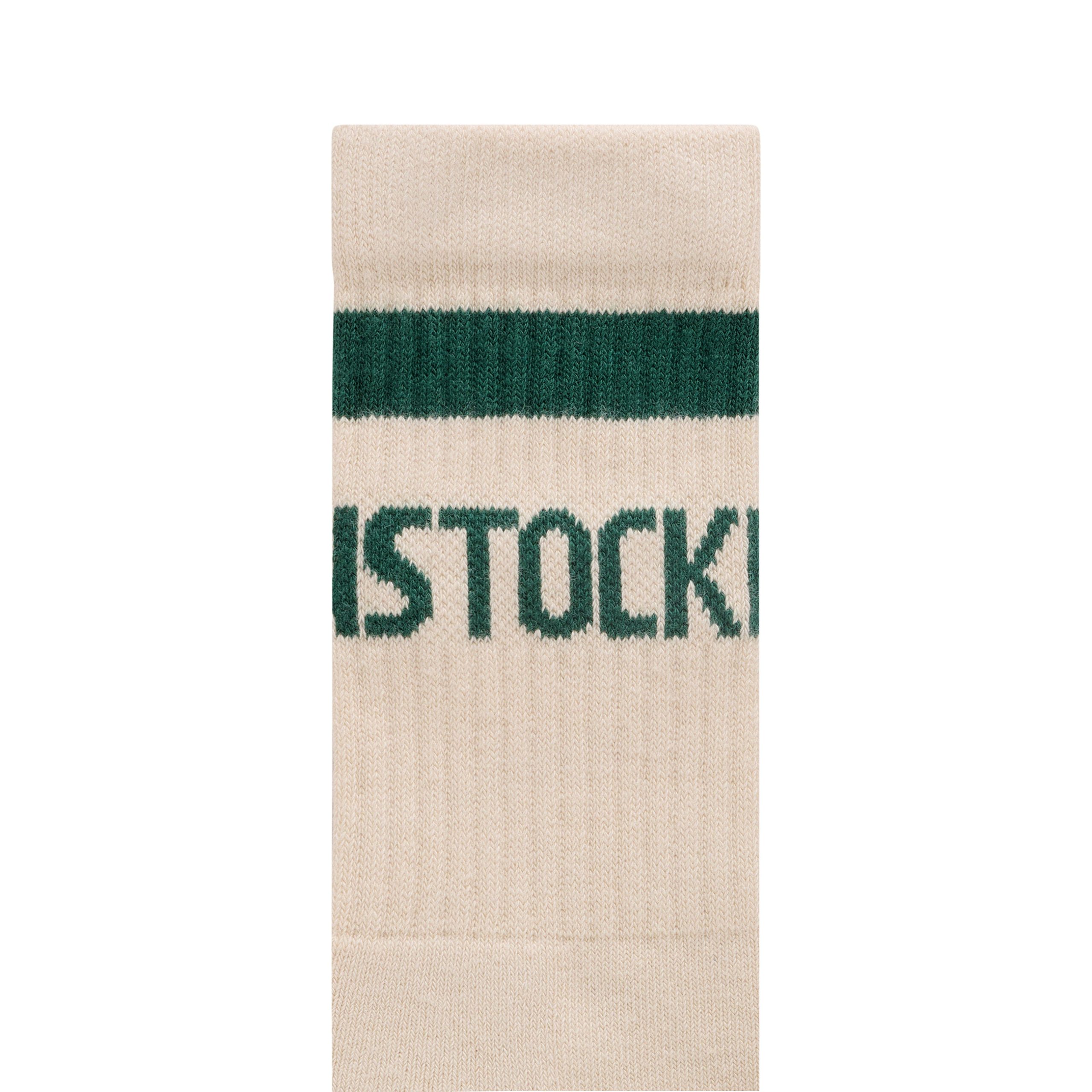 Cotton Crew Stripe Socks Oatmeal/Dark Teal - Image 2