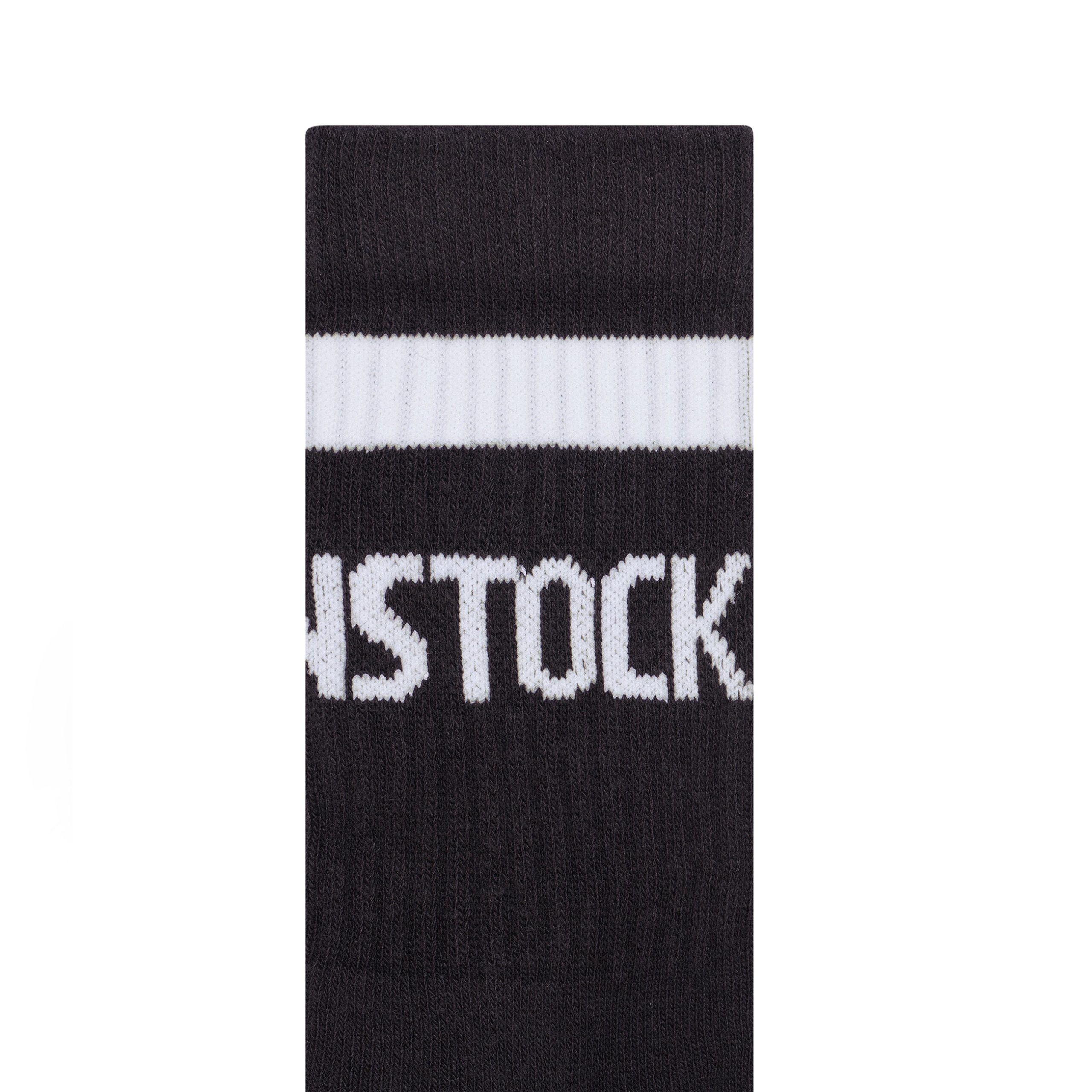 Cotton Crew Stripe Socks Black/White - Image 2